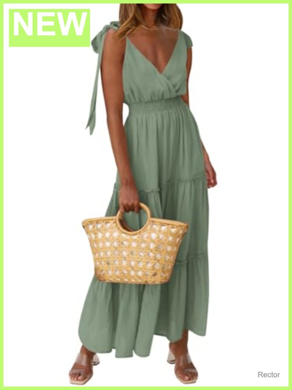 Sleeveless Tiered Maxi Dress Smocked Waist Tie Strap Ruffled A-Line Casual